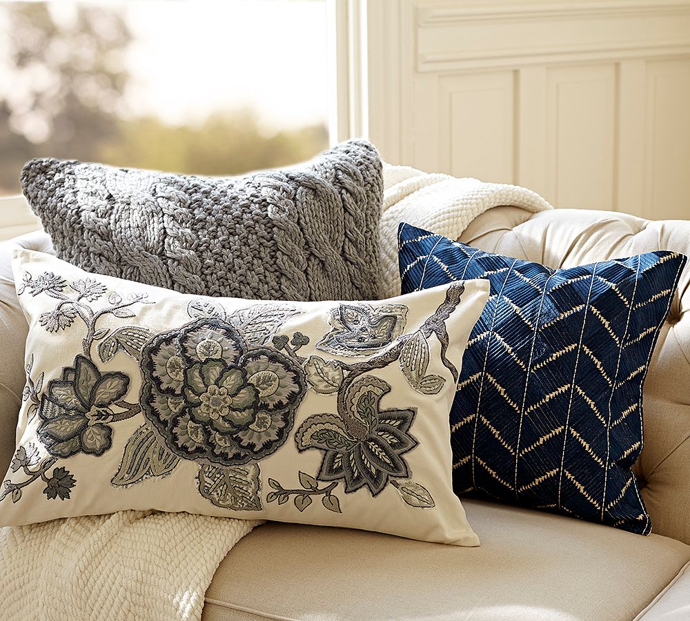 Allegra Palampore Embroidered Lumbar Pillow Cover