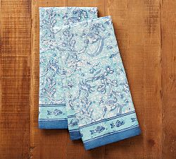 La Mer Block Print Tea Towels - Set of 3