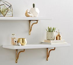 Sarah Bartholomew Nola Shelf With Brackets - White/Gold