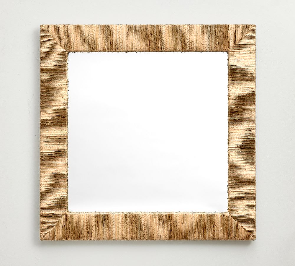 Malibu Handwoven Seagrass 40&quot; Square Mirror