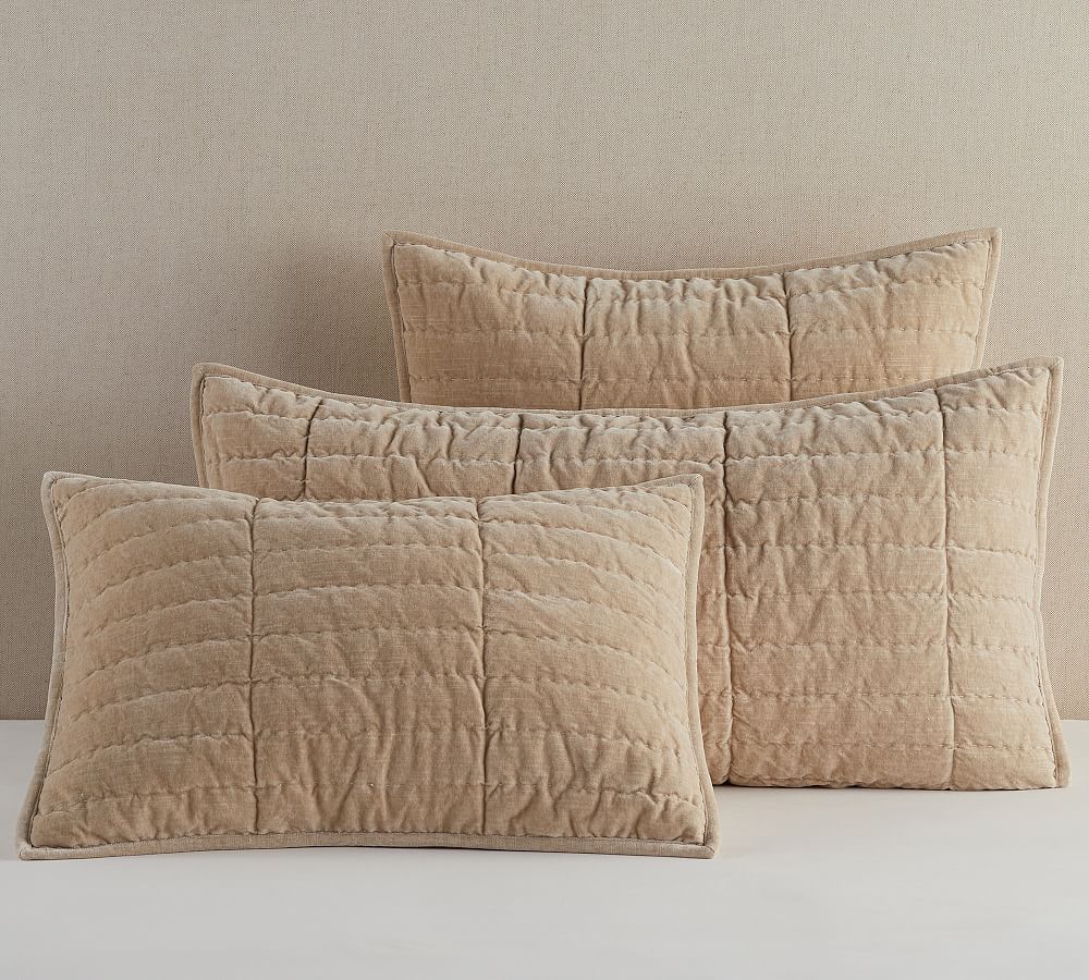 Hudson Handcrafted Heathered Velvet Quilted Sham