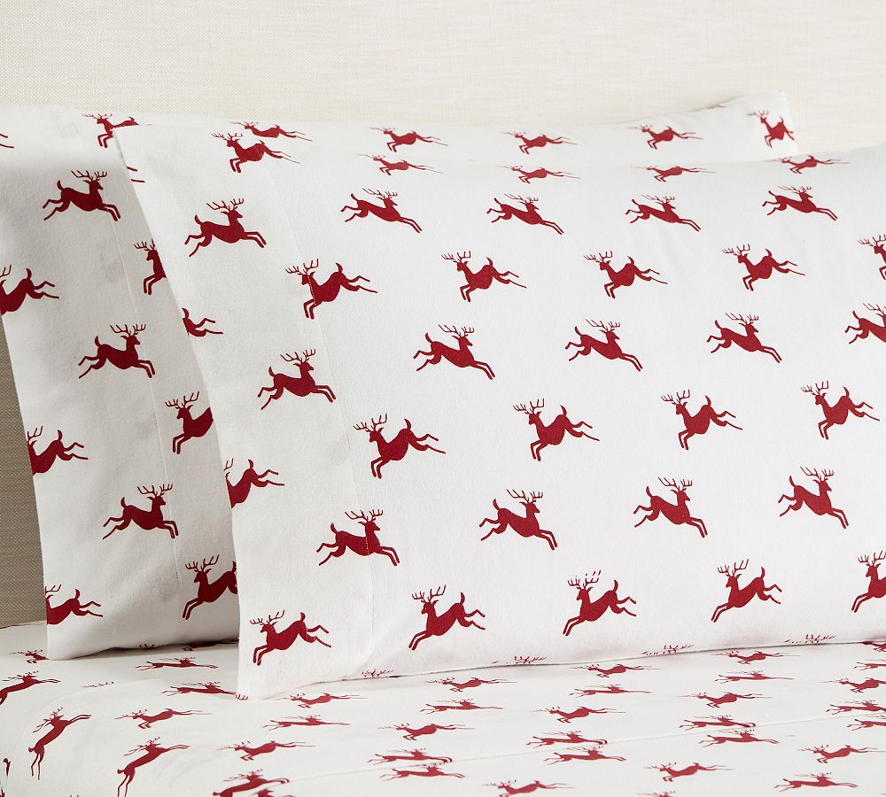 Jumping Reindeer Organic Flannel Cotton Sheet Set