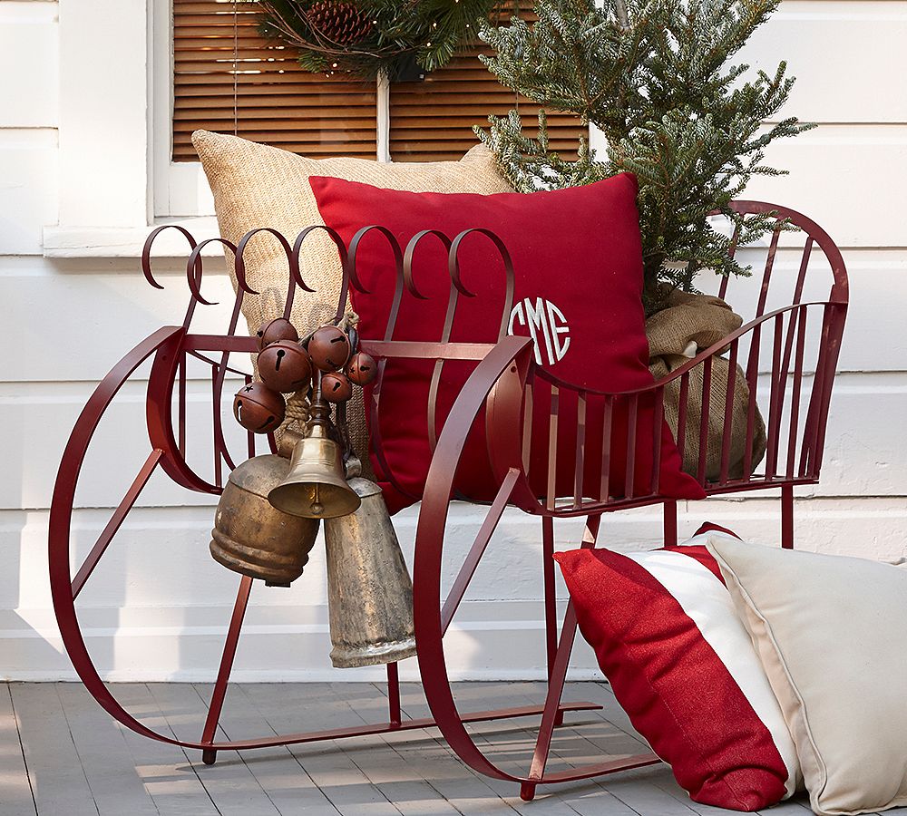 Outdoor Red Metal Sleigh
