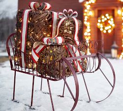 Outdoor Red Metal Sleigh