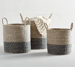 Lisbon Seagrass Two-Tone Tote Baskets