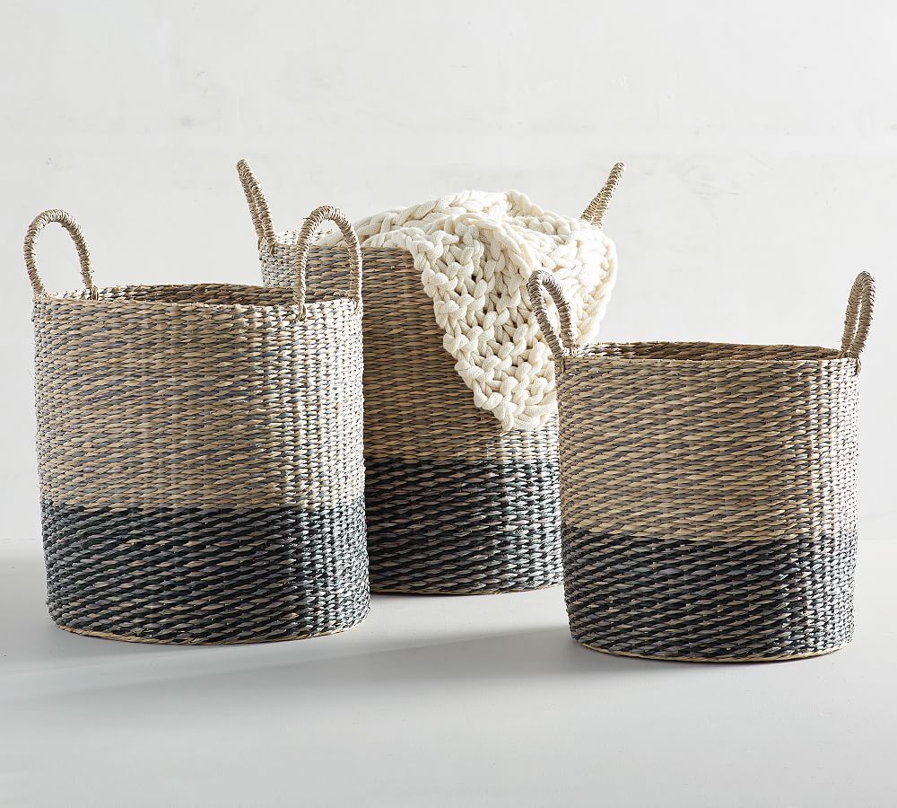 Lisbon Seagrass Two-Tone Tote Baskets