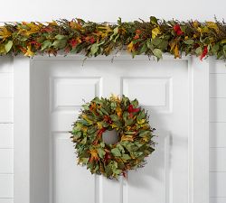 Live Autumn Leaves Wreath