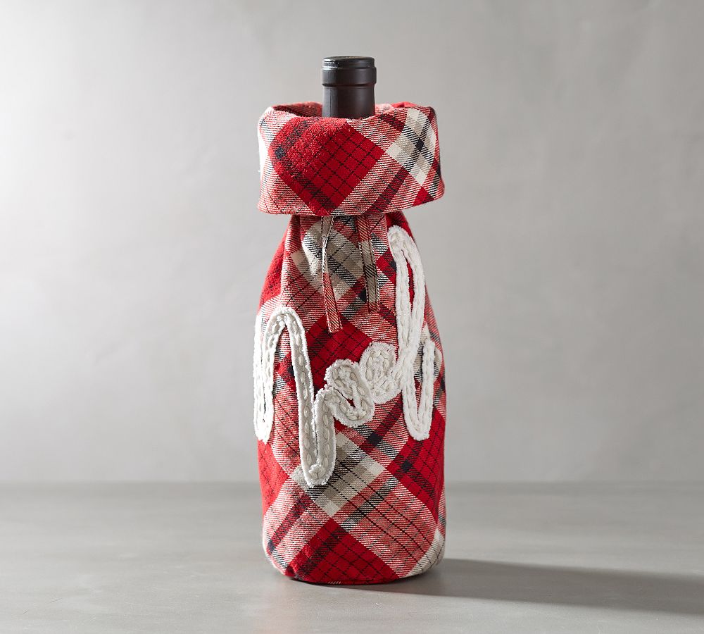 Plaid Sentiment Wine Bag - Noel