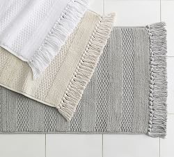 Striped Tassel Organic Bath Mat
