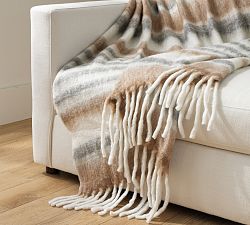 Faux Mohair Pomona Stripe Throw Blanket