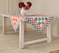 Americana Patchwork Print Cotton Table Throw
