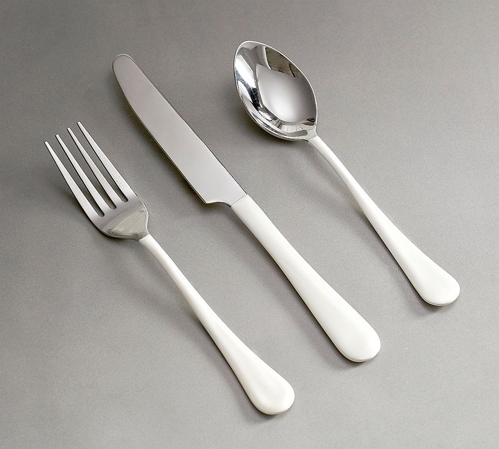 Enamel 12-Piece Flatware Set -  White
