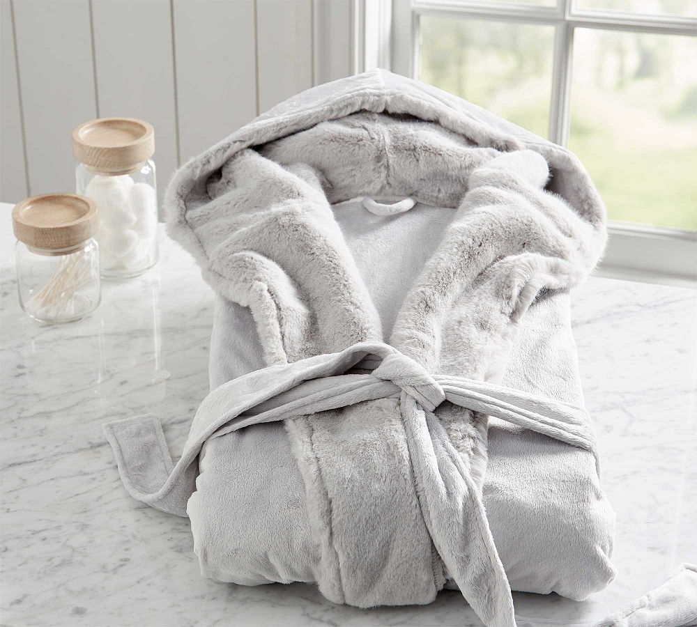 Gray Alpaca Faux Fur Robe