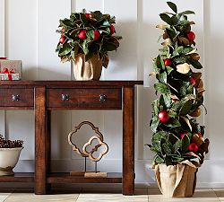 Outdoor Ornament Magnolia Topiaries - Red
