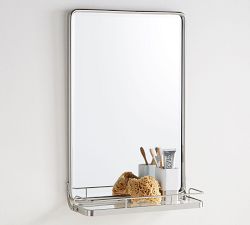Vintage Rounded Rectangular Mirror With Shelf