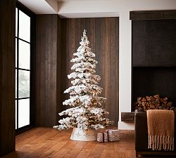 Lit Flocked Layered Spruce Faux Christmas Trees