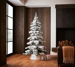 Lit Flocked Layered Spruce Faux Christmas Trees