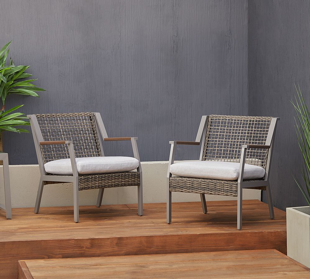 Klein Wicker Outdoor Lounge Chairs, Set of 2