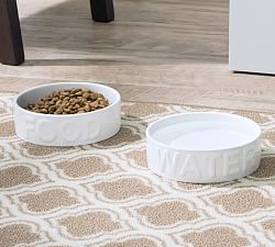 Classic Water &amp; Food Bowl, Set of 2 - White