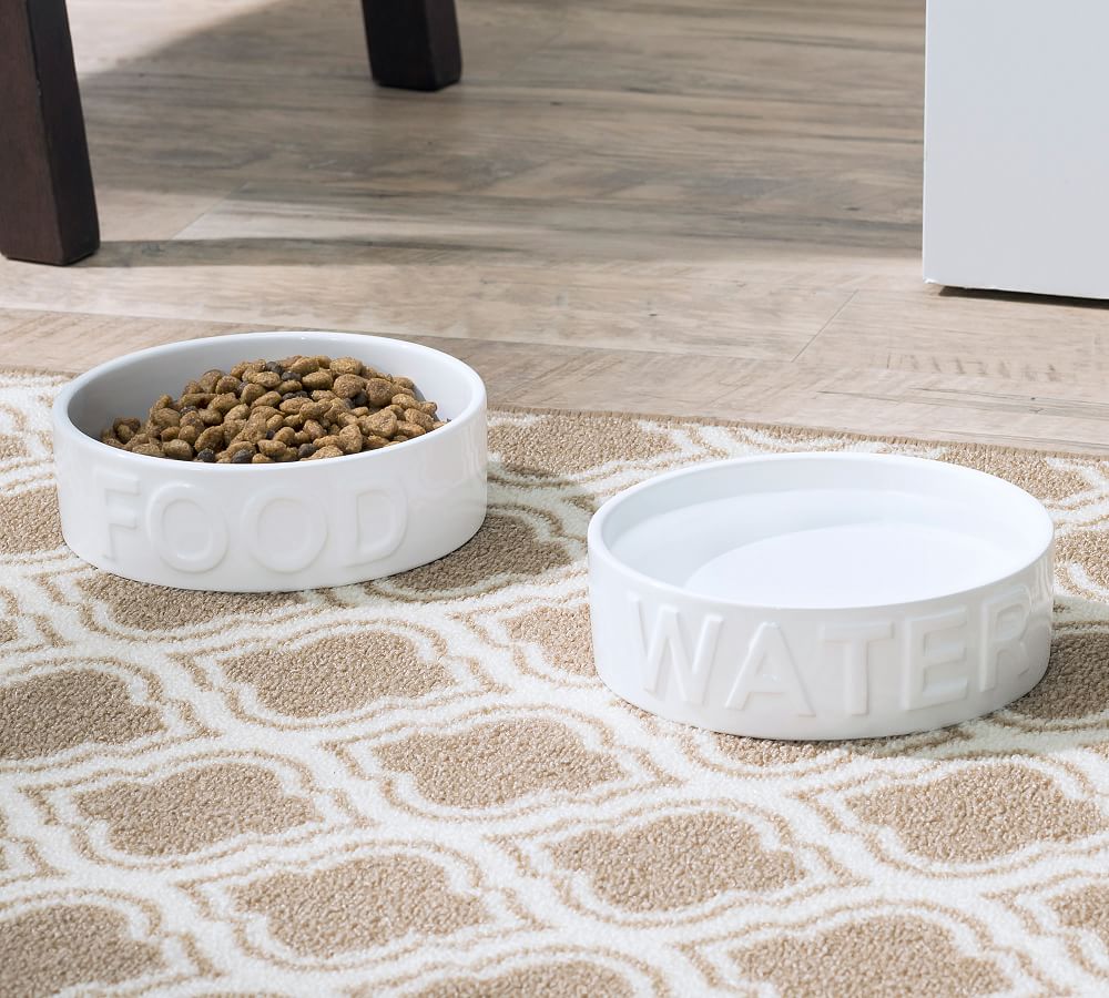 Classic Water &amp; Food Bowl, Set of 2 - White