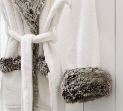 Faux Fur Hooded Bath Robe