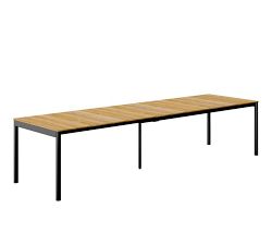 Zia Teak Rectangular Extendable Outdoor Dining Table with Monza Stackable Dining Armchair Set