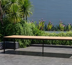 Zia Teak Rectangular Extendable Outdoor Dining Table with Monza Stackable Dining Armchair Set