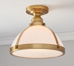 Custom Industrial Milk Glass Flush Mount (12&quot;)