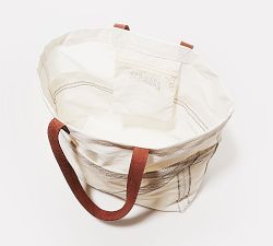 Market Tote Bag with Leather Straps