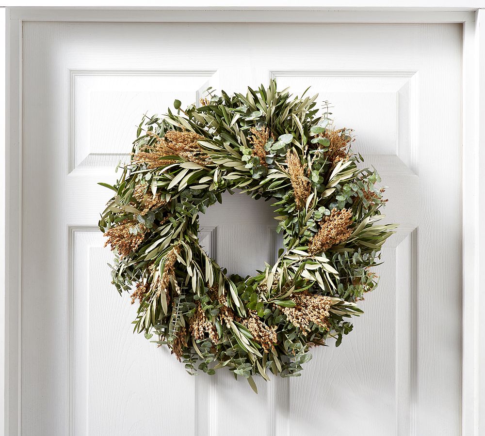 Fresh Olive &amp; Sorghum Wheat Wreath
