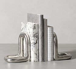 Silver Chain-Link Bookends, Set of 2
