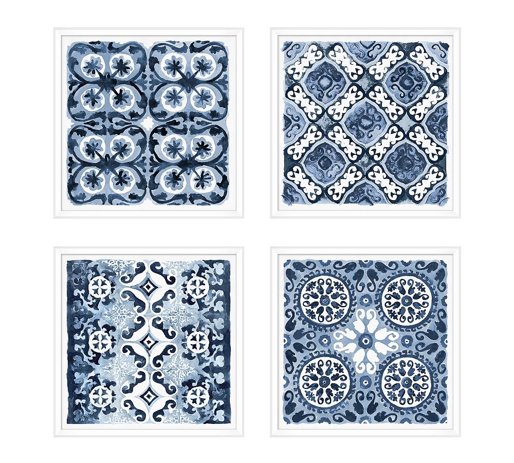 Decorative Blue Framed Paper Print