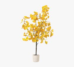 Faux Ginkgo Leaf Tree In Clay Pot