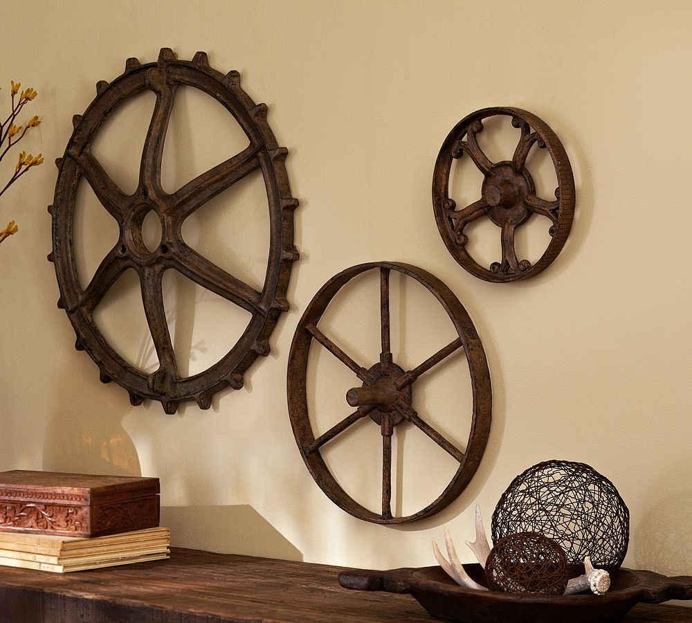 Rustic Aluminum Gears - Set of 3