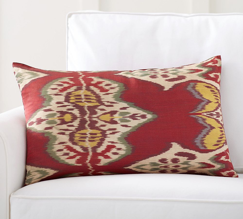 Inez Ikat Silk Printed Lumbar Pillow Cover
