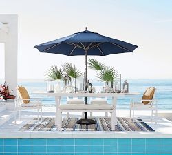 Indio Metal Rectangular X-Base Extendable Outdoor Dining Table, White (76&quot;)