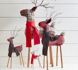 Plaid Reindeer Ornaments