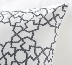 Astrid Trellis Embroidered Outdoor Pillow