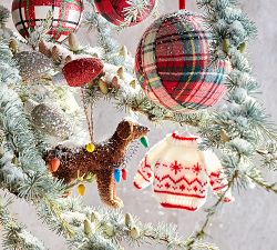 Bottlebrush Chocolate Lab with Lights Ornament - Benefiting Give a Little Hope Campaign
