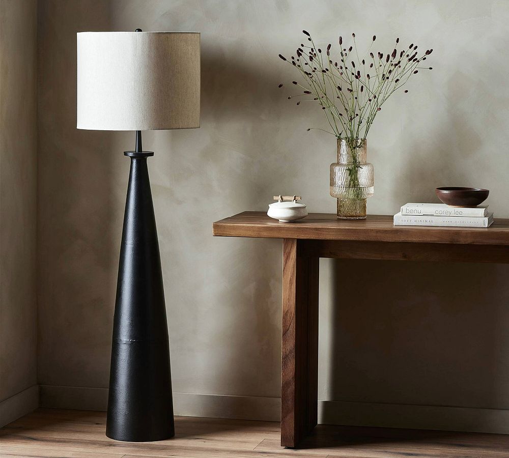 Fairley Metal Floor Lamp with Linen Drum Shade (60&quot;)