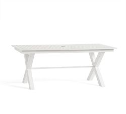 Indio Metal Rectangular X-Base Extendable Outdoor Dining Table, White (76&quot;)