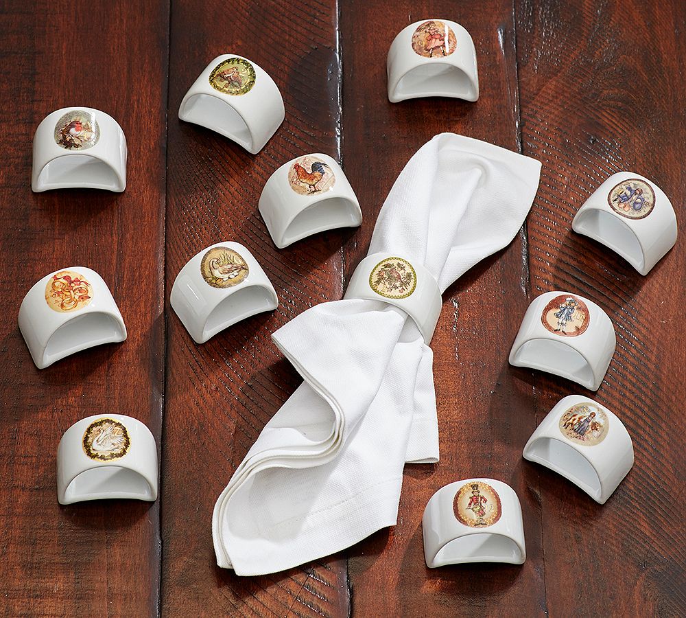 Twelve Days of Christmas Napkin Ring, Set of 12