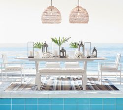 Indio Metal Rectangular X-Base Extendable Outdoor Dining Table, White (76&quot;)