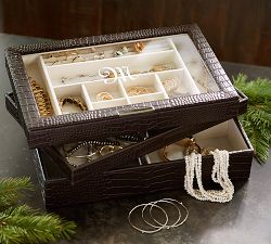McKenna Leather Stacking Clear Top Jewelry Box