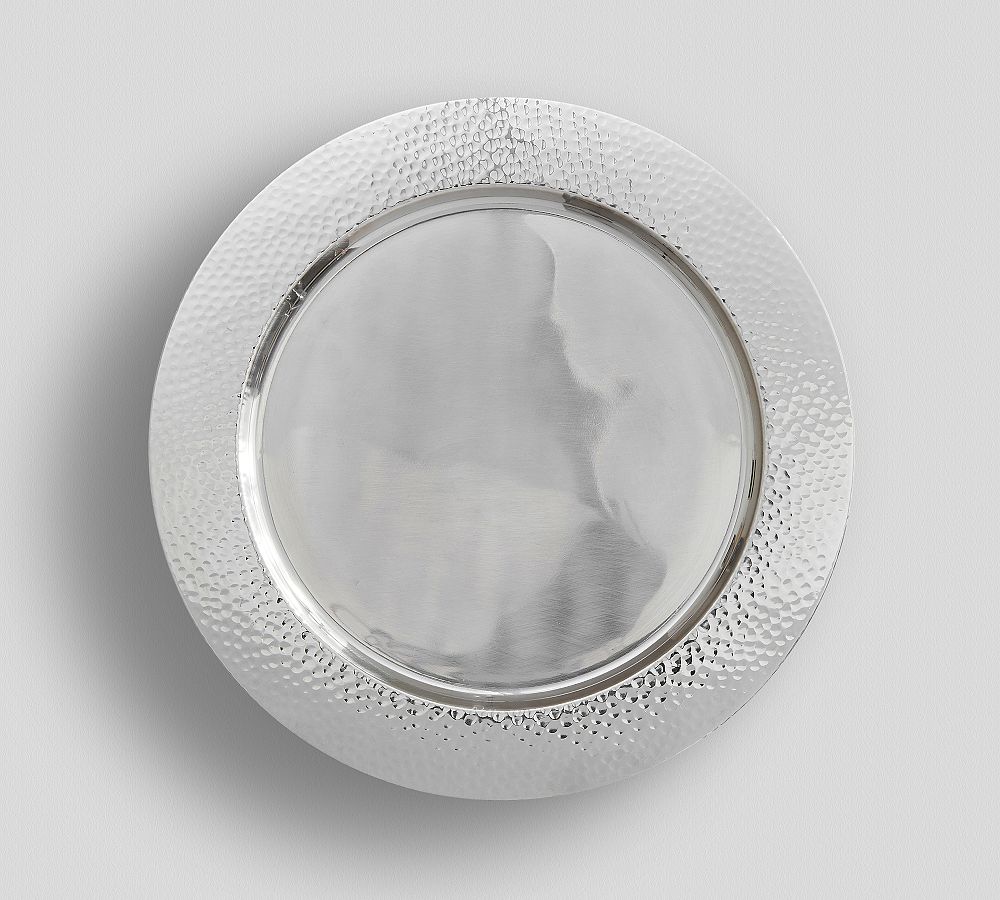 Hammered Stainless Steel Charger Plate - Nickel