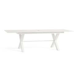 Indio Metal Rectangular X-Base Extendable Outdoor Dining Table, White (76&quot;)