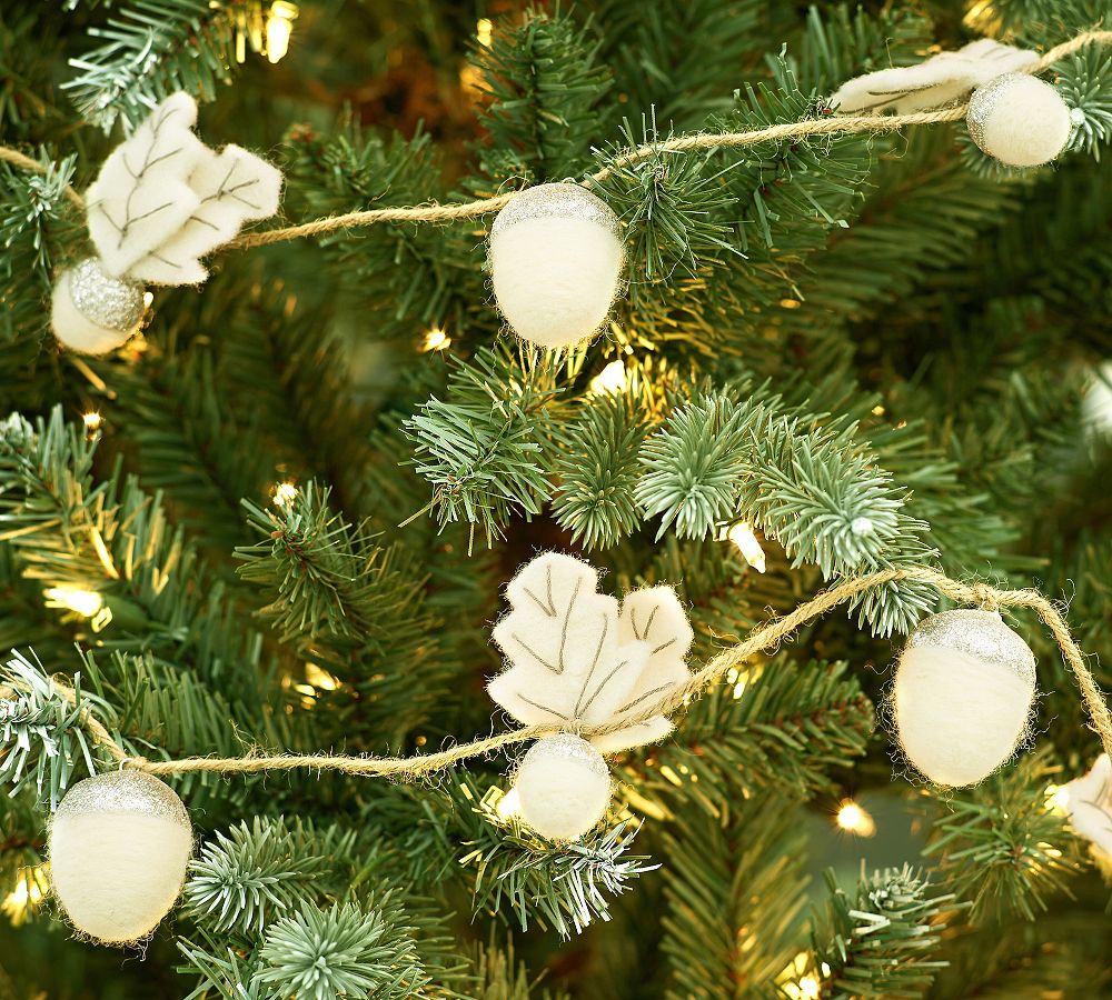 Ivory &amp; Silver Felt Acorn Garland