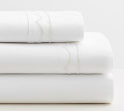 Scallop Embroidered Organic Percale Sheet Set