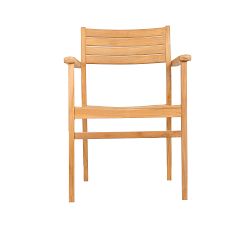 Zia Teak Rectangular Extendable Outdoor Dining Table with Monza Stackable Dining Armchair Set