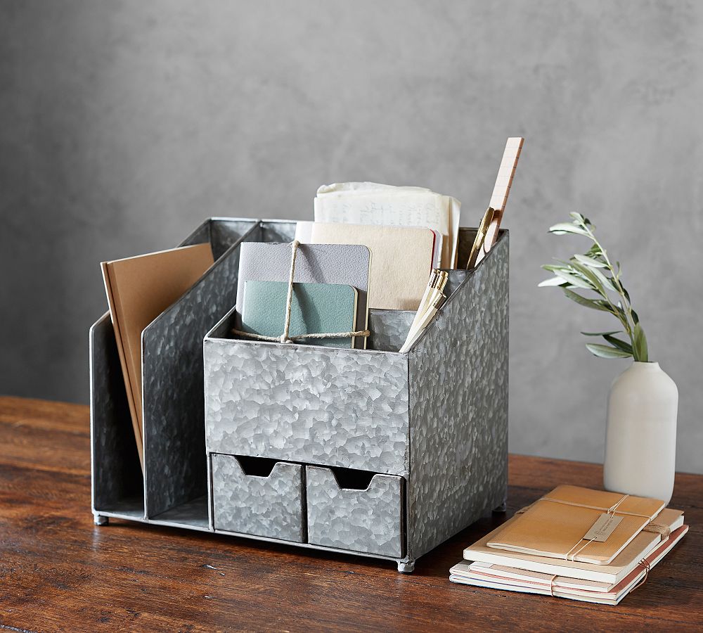 Brokers Galvanized Multi Desk Organizer